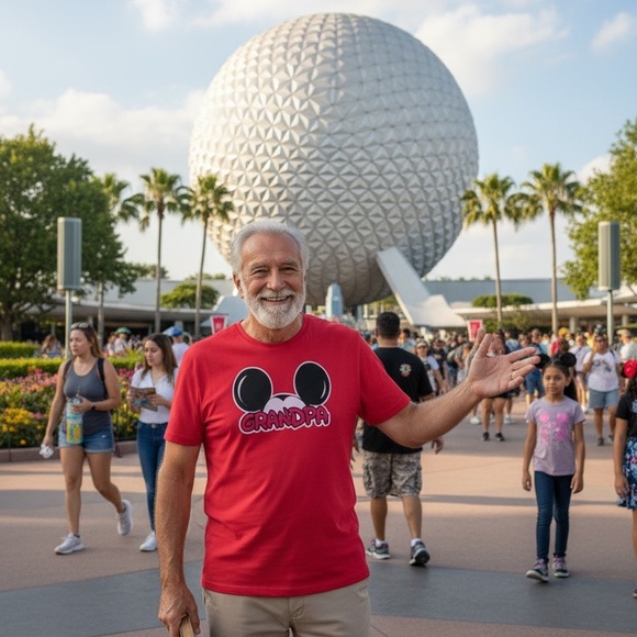 Disney Mickey Mouse Super Cute Grandpa Red Tee Shirt. Size XL. - Picture 1 of 5